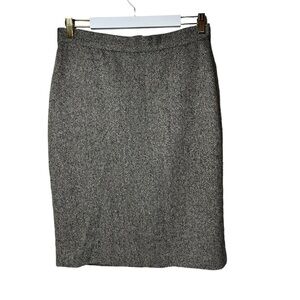VTG LAUREN RALPH LAUREN Pencil Skirt 8 Classic Herringbone Career Tweed SILK